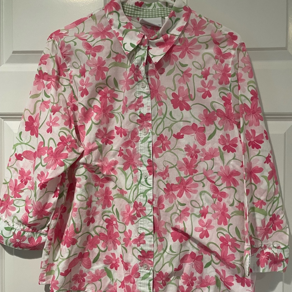 Alfred Dunner Pink Floral Blouse